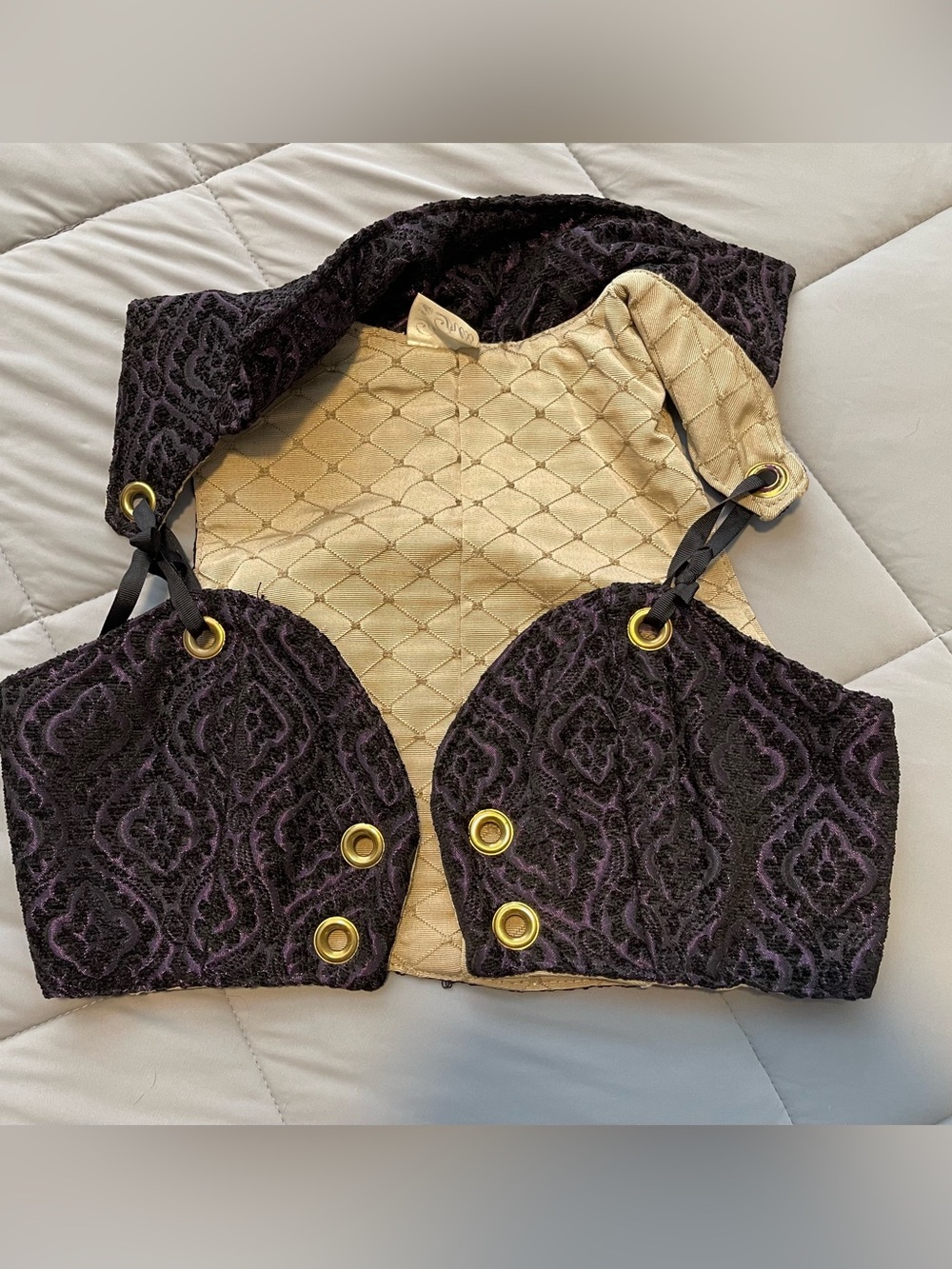 Damsel in this Dress Cropped Courtier in Black & Purple Scroll Medallion